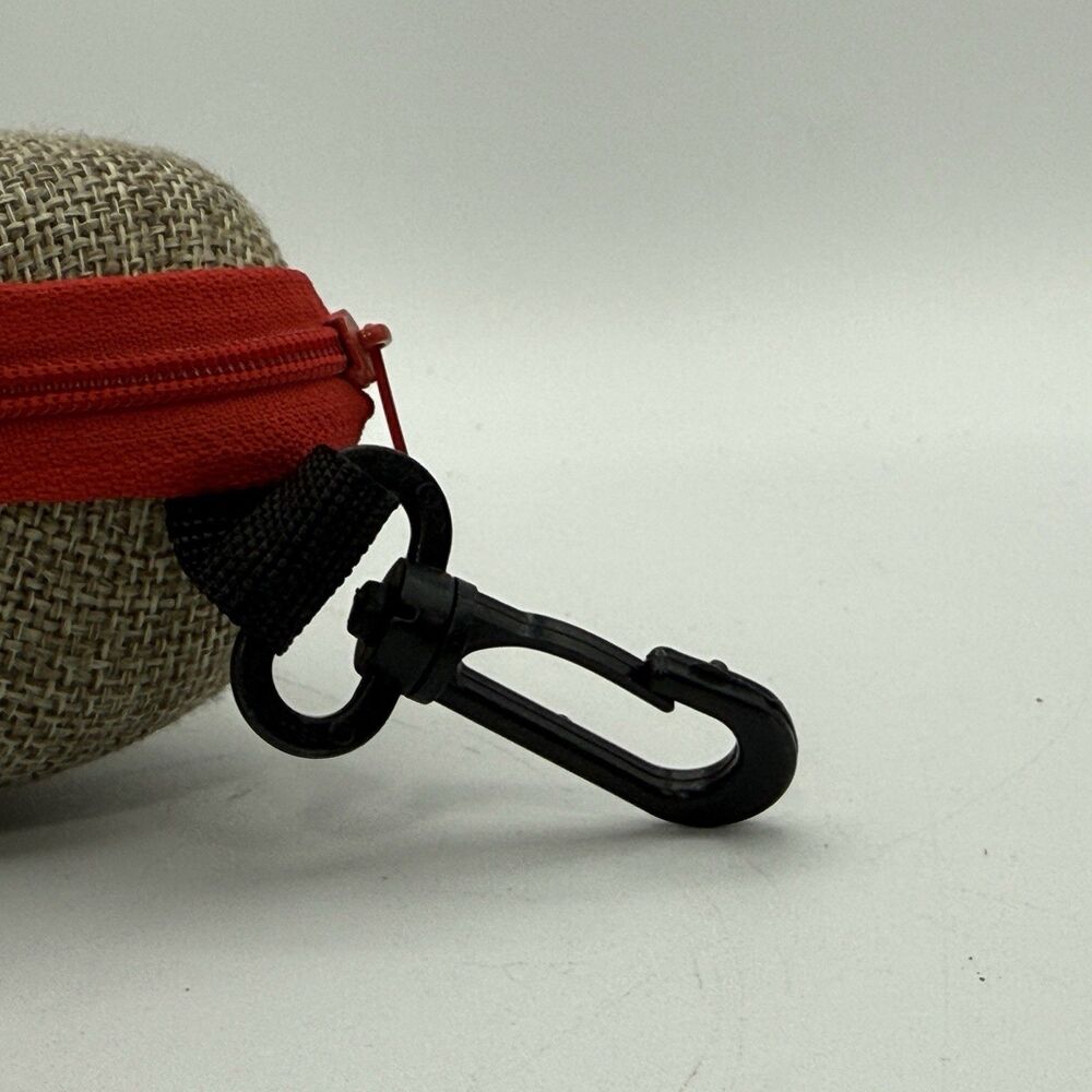 Woodies Sunglasses Case New Hard Shell Burlap Zipper Pouch Tan Red Accessories - Picture 5 of 9